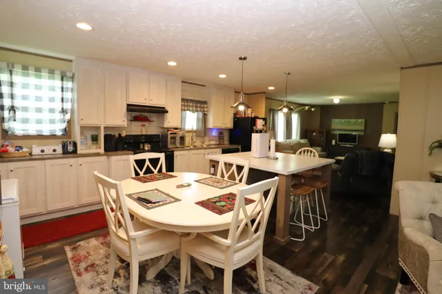 a view of a dining area with furniture