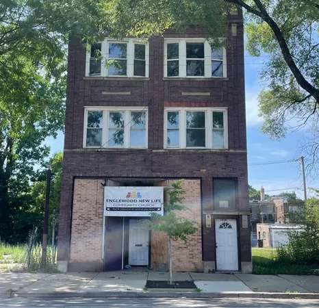 a front view of a building