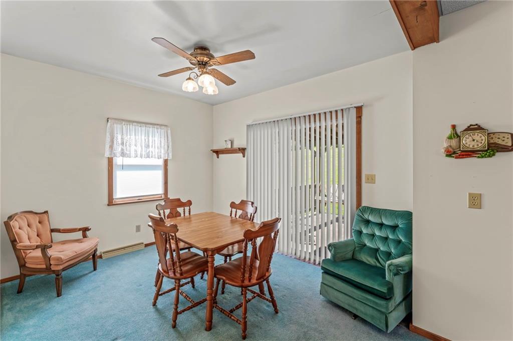 106 Donora Road Monongahela, PA 15063 - Photo 15 of 33 This Inviting 13X12 Dining Room Is Filled With Natural Light, Thanks To A Large Sliding Glass Door And Spacious Window That Brighten The Space. The Overhead Fan/Lighting Combo Offer Both Comfort And Ambience While The Sliding Glass Doors Provide Access To The Outdoors, Making It Perfect For Both Intimate Dinners And Lively Gatherings