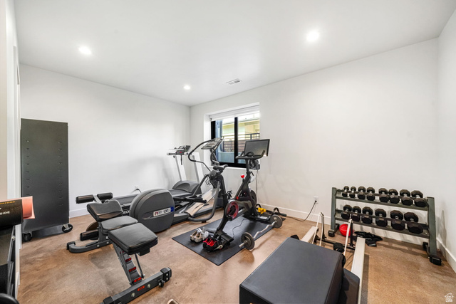 3667 Little Cottonwood Road, Unit 1 Sandy, UT 84092 - Photo 29 of 49 Dedicated fitness room featuring recessed lighting, a compact window, and light-toned walls