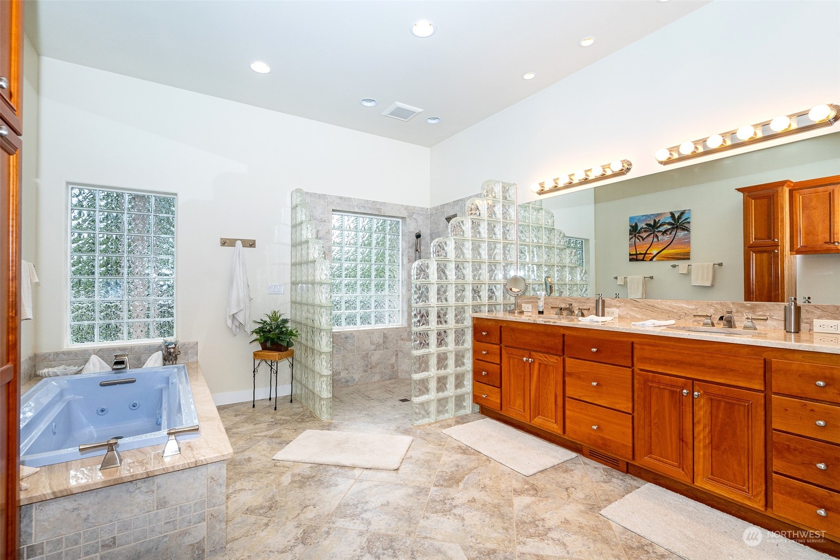 188 Spooner Road Chehalis, WA 98532 - Photo 15 of 40 a spacious bathroom with a granite countertop tub sink and mirror