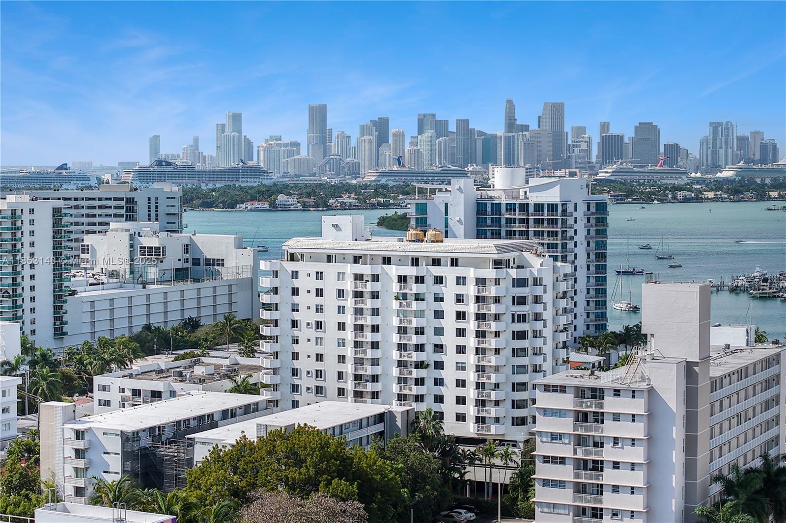 1621 Bay Road, Unit 602 Miami Beach, FL 33139 - Photo 24 of 32 a view of a city with tall buildings