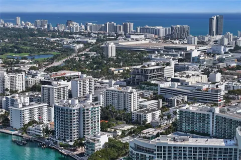 a city view with tall buildings