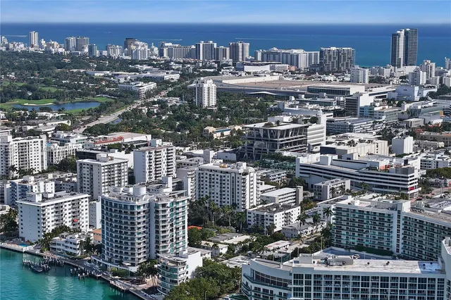 a city view with tall buildings