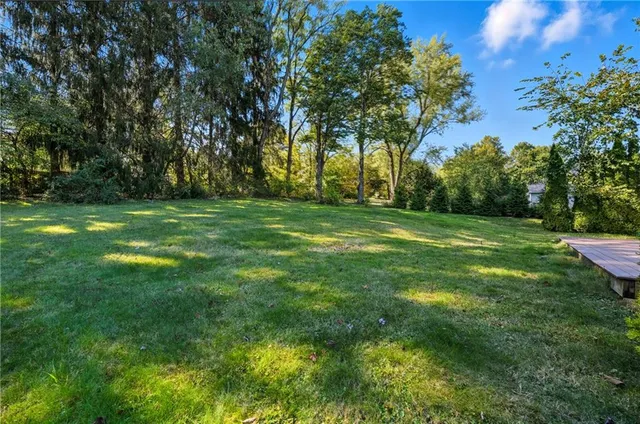 a grassy field with trees in the background