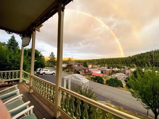 a view of city from a balcony