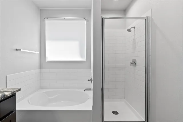 a bathroom with a bathtub