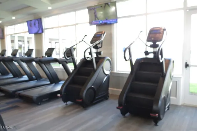 a view of a room with gym equipment