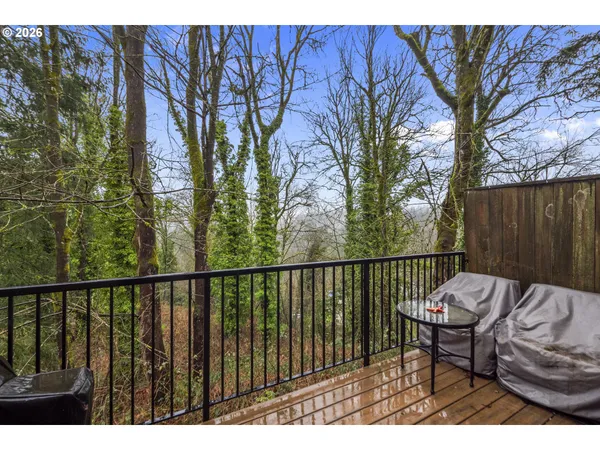 a view of a chairs and table in backyard