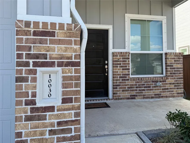 a view of a door with a window