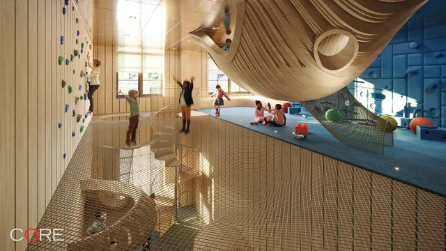 a view of a hallway with a couch