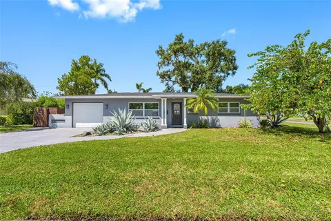 a view of a house with a backyard