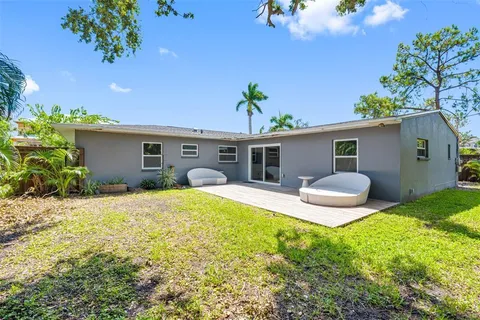 a outdoor space with a garden and entertaining space