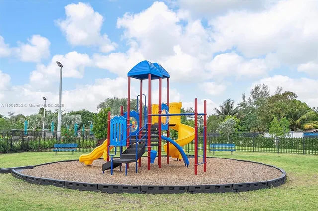 a view of park with slide