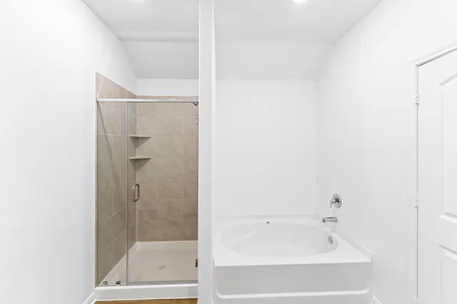 a bathroom with a bathtub