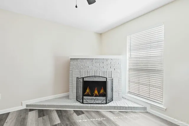 an empty room with windows