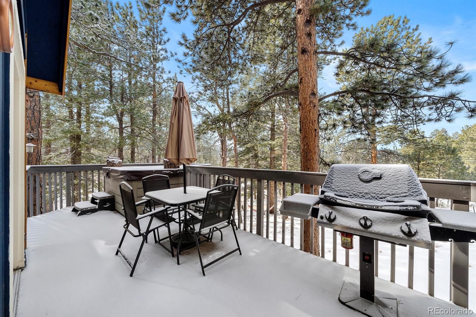 437 Kutsu Ridge Road Florissant, CO 80816 - Photo 16 of 24 a view of a patio with a table and chairs