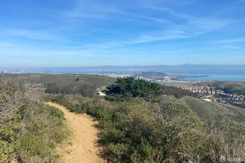 a view of a street with a building in the background