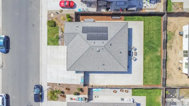 an aerial view of a house
