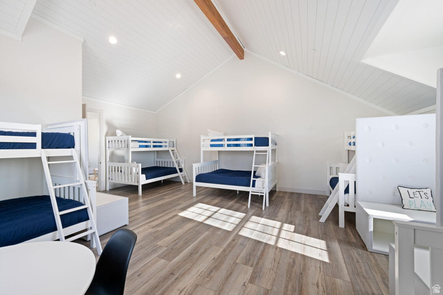 4281 Canterbury Road Hurricane, UT 84737 - Photo 16 of 24 Vaulted shiplap ceiling with exposed wood beam and recessed lighting