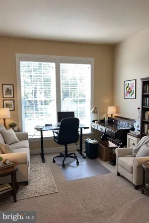 a living room with furniture rug and a window