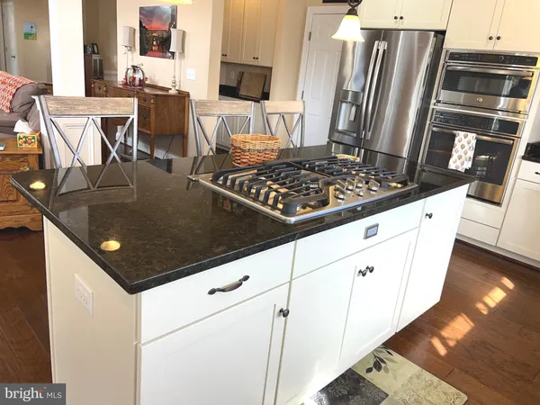 a kitchen with stainless steel appliances granite countertop a stove refrigerator and microwave