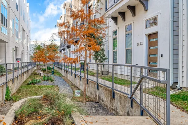 a view of a building from a balcony