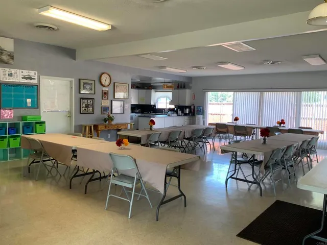 a view of a dining area with furniture