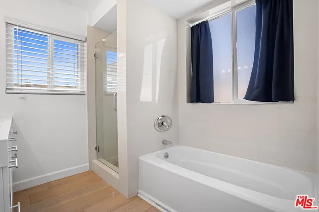 a bathroom with a bathtub