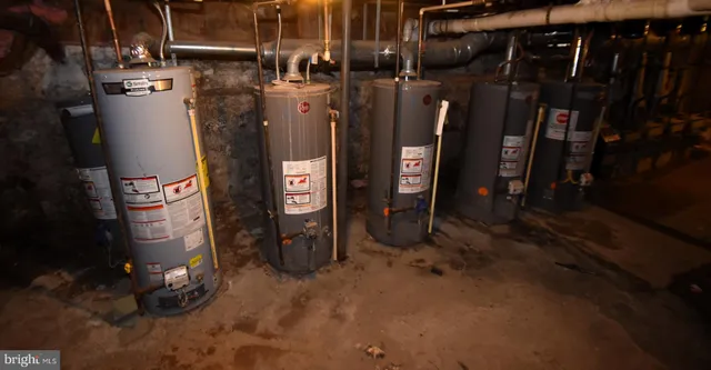 a close view of water heater room