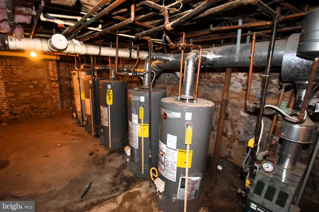 a close view of water heater room