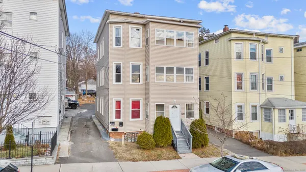 a front view of a multi story building