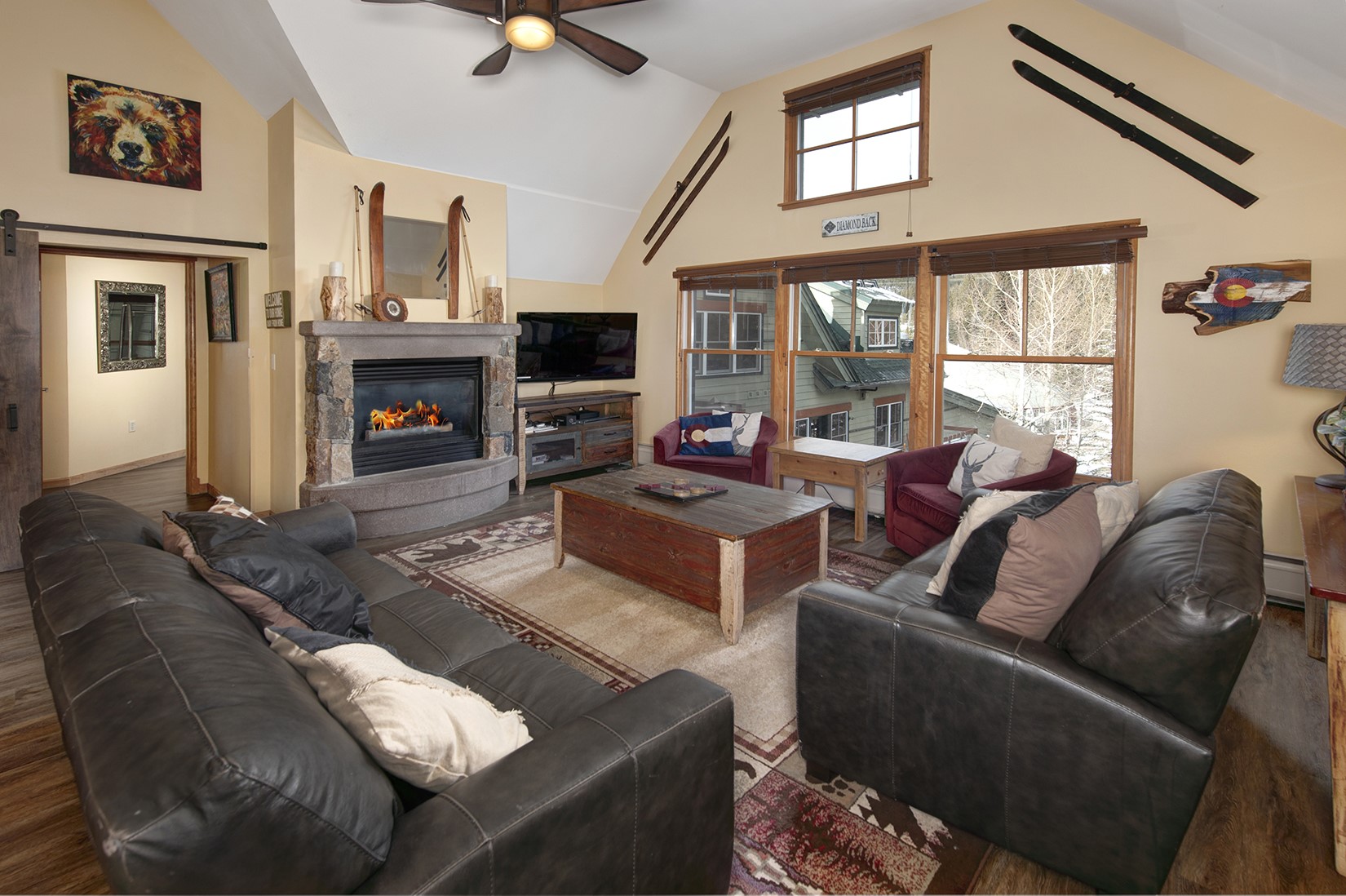 195 River Run Road, Unit 8022 Keystone, CO 80435 - Photo 17 of 35 Great Room-View facing the creek