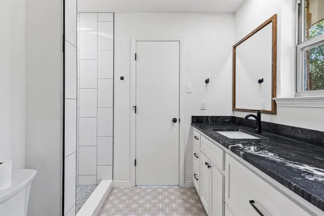 a view of a granite countertop sink