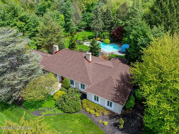 an aerial view of a house