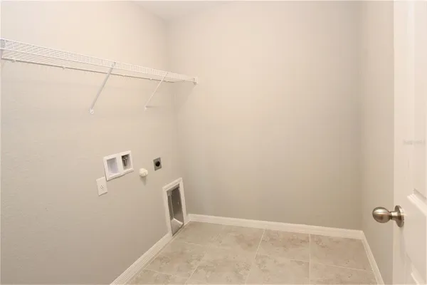 a view of a room with racks on the wall