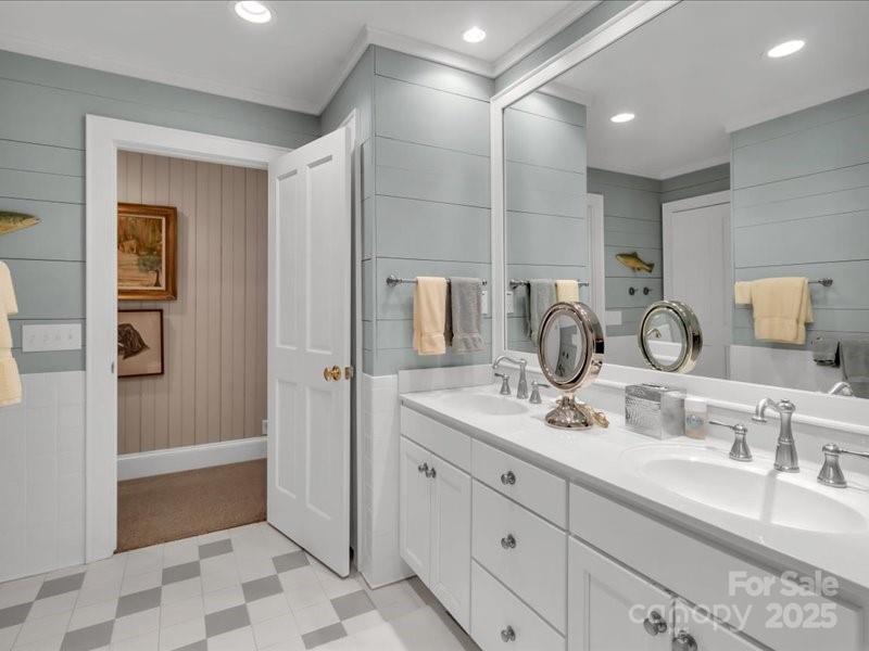 116 Dana Road Waynesville, NC 28786 - Photo 29 of 42 a bathroom with a granite countertop sink mirror and double