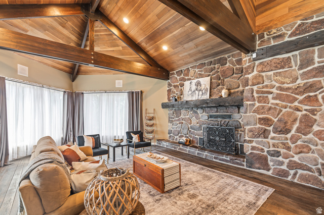 460 Omni Point Road Central Valley, UT 84754 - Photo 8 of 101 Vaulted wood-paneled ceiling with exposed beams and recessed lighting