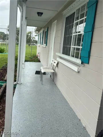 a view of an outdoor space with porch area