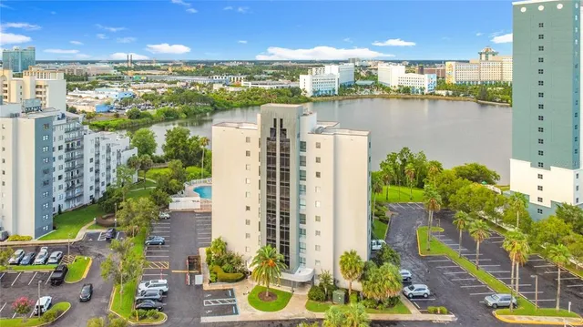 a view of a city with tall buildings