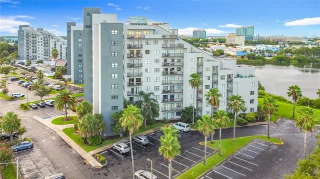 a view of a city with tall buildings