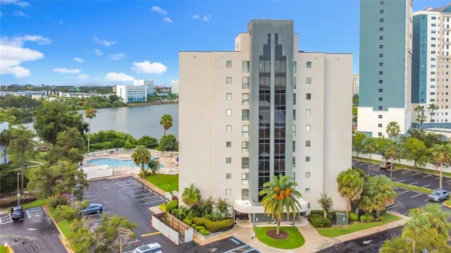 a view of a city with tall buildings