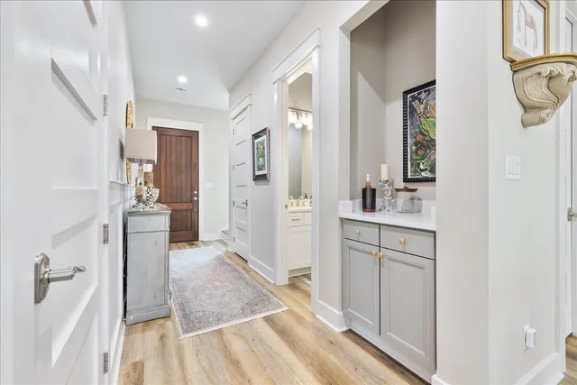 a bathroom with a sink and mirror