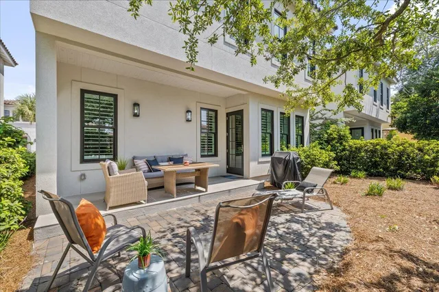 a outdoor space with patio furniture