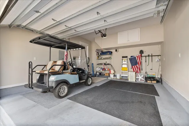 a car parked in a garage