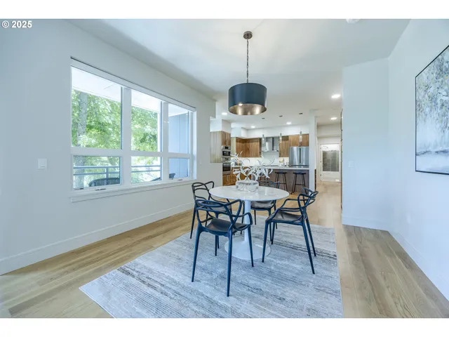 a view of dining room and window