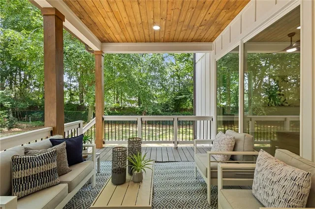 a view of a two chairs in the deck