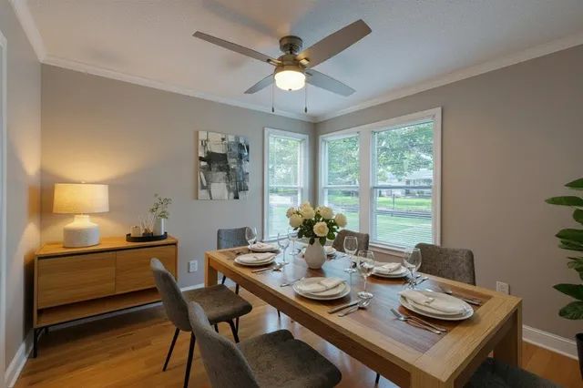 a workspace with furniture and window