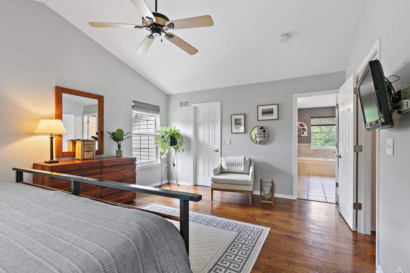 3908 Farmstead Road Carpentersville, IL 60110 - Photo 18 of 47 a bedroom with furniture and a wooden floor