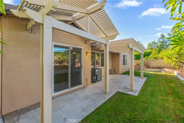 a view of a porch with a backyard